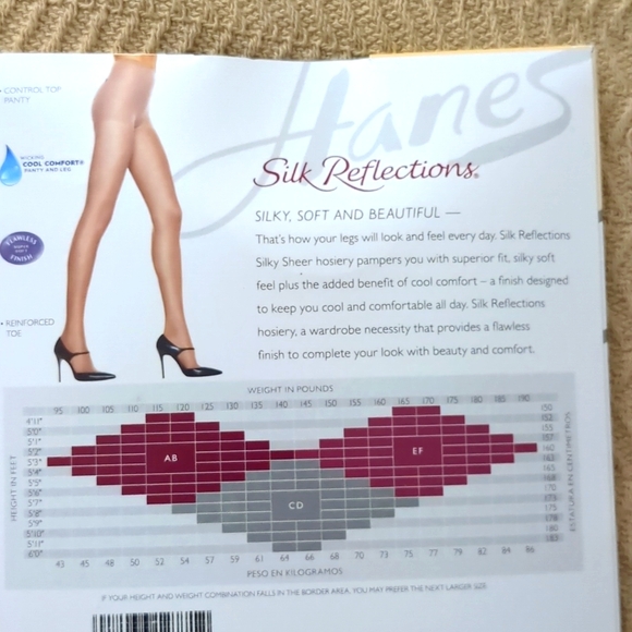 1 Pack Panty Hose Stockings Silky Sheer Control Top Wicking Size EFBarely Black - Picture 3 of 6